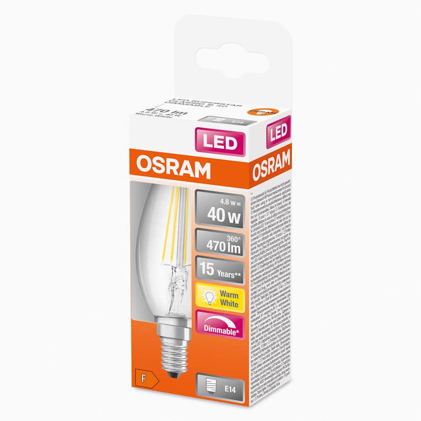 LED-Lampa Osram Kron (40) E14 Dim 827 Cl B