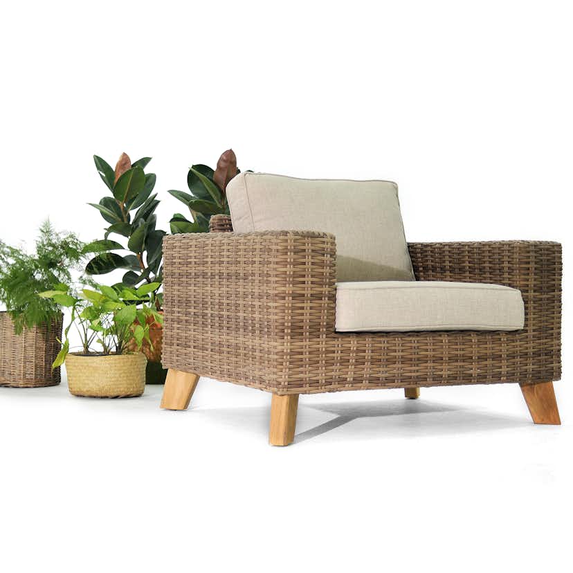 Loungestol LifestyleGarden Bahamas Utomhusfåtölj i Konstrotting, Aluminium & Teak