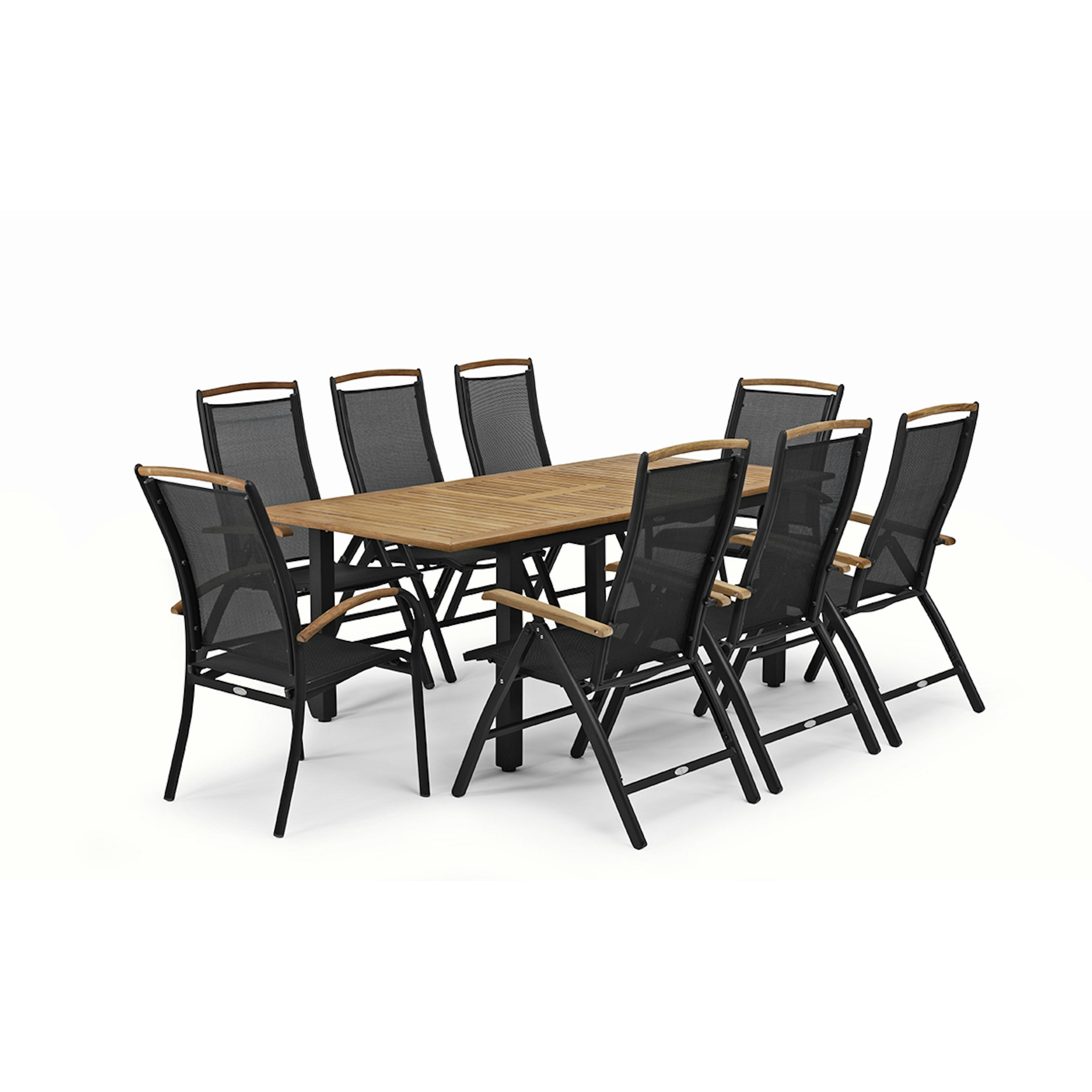 Trädgårdsmatgrupp Hillerstorp Nydala 96x150-200 cm med 6st Positionsstolar & 2st Stapelstolar