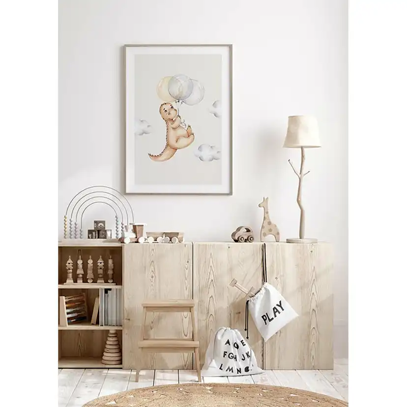 Poster Gallerix Dino With Balloons