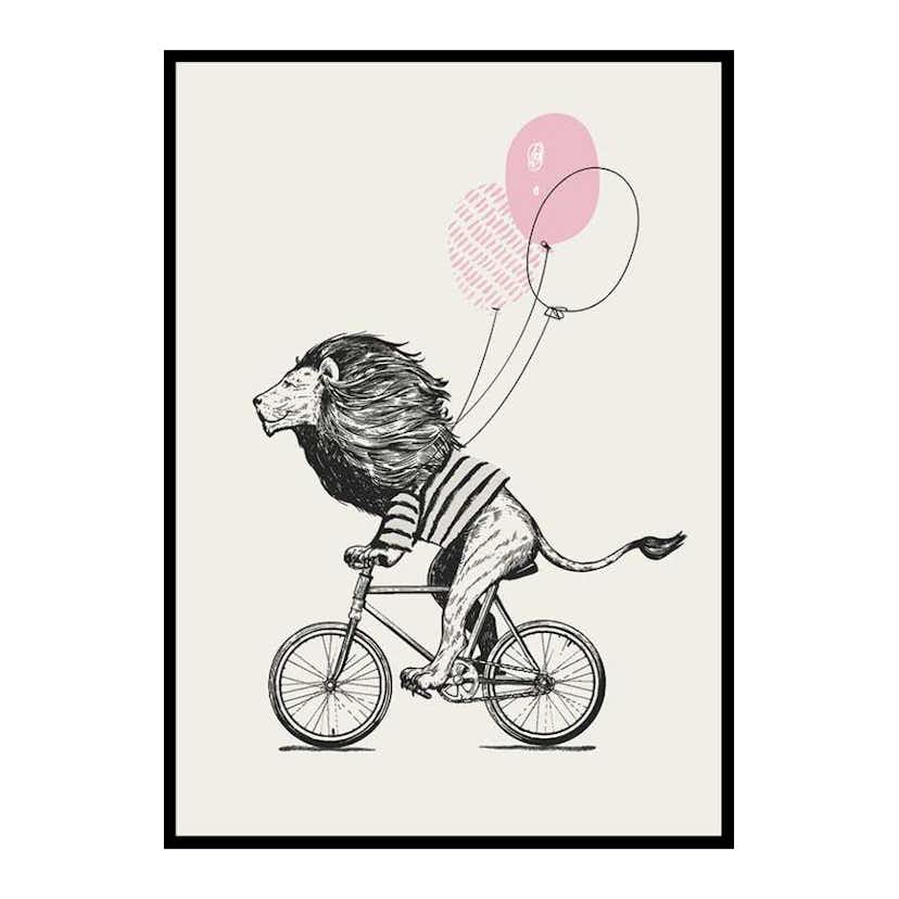 Poster Gallerix Lion On Bicycle