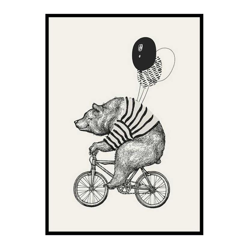 Poster Gallerix Bear On Bicycle