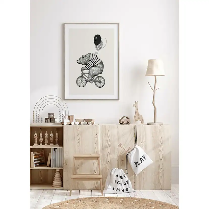 Poster Gallerix Bear On Bicycle