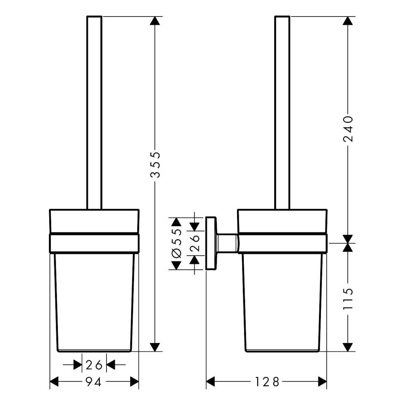 Toalettborste Hansgrohe Logis Krom 94