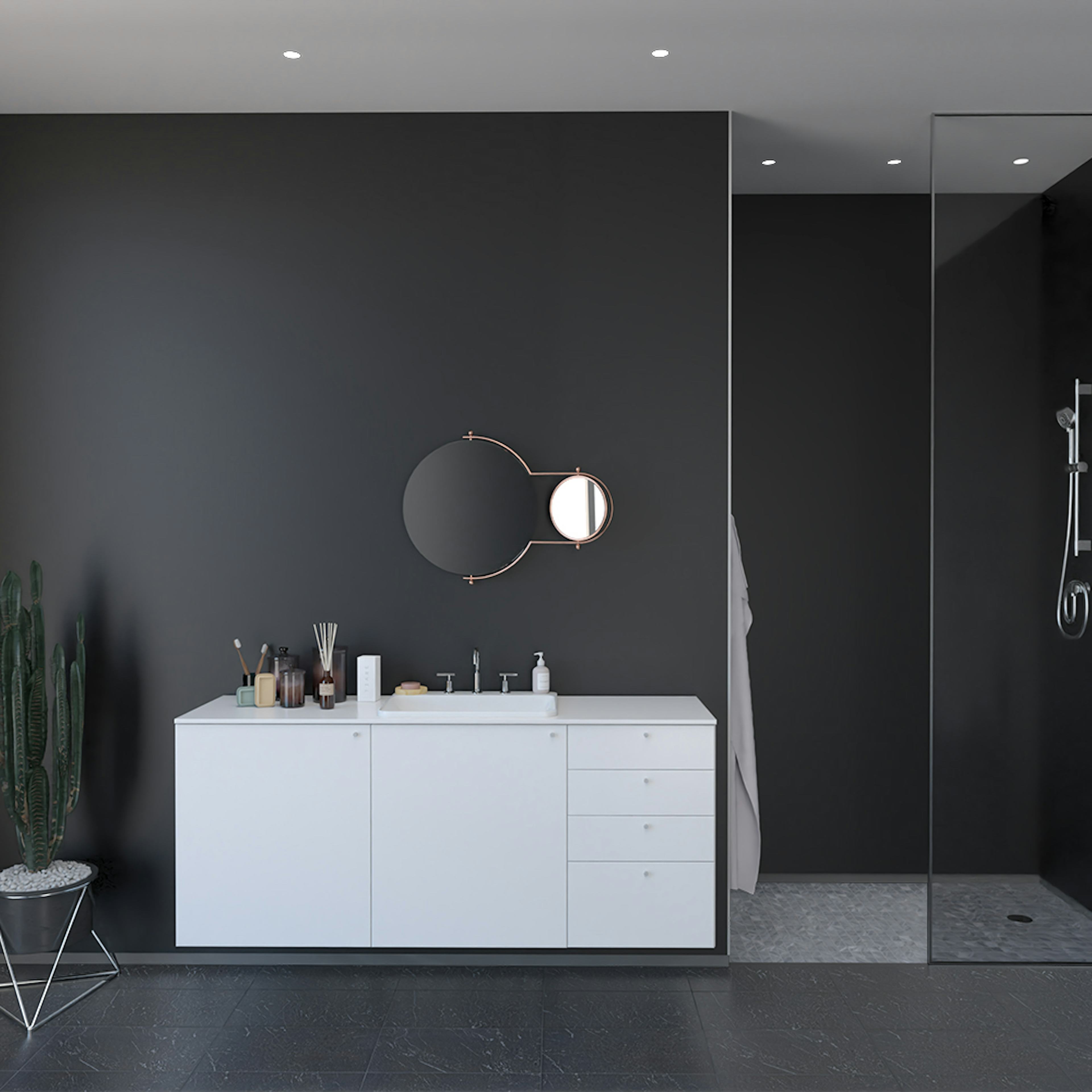 Våtrumsskiva Fibo Black 2024-L00 S