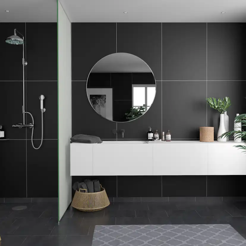 Våtrumsskiva Fibo Black 2024-M6080 S