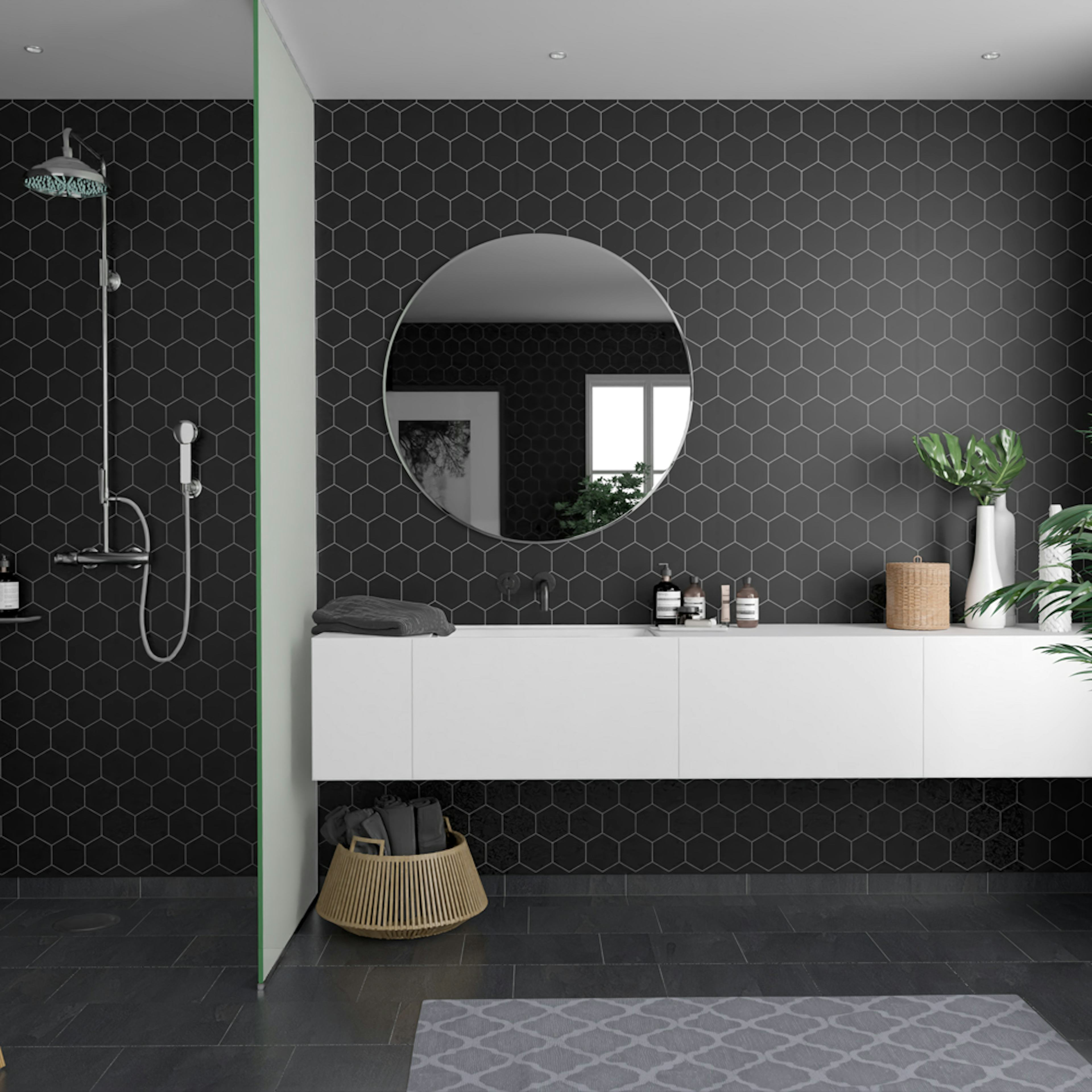 Våtrumsskiva Fibo Black 2024-M71 S