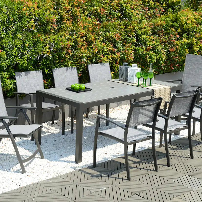 Matgrupp LifestyleGarden Solana med 6 Stolar och 2 Positionsstolar