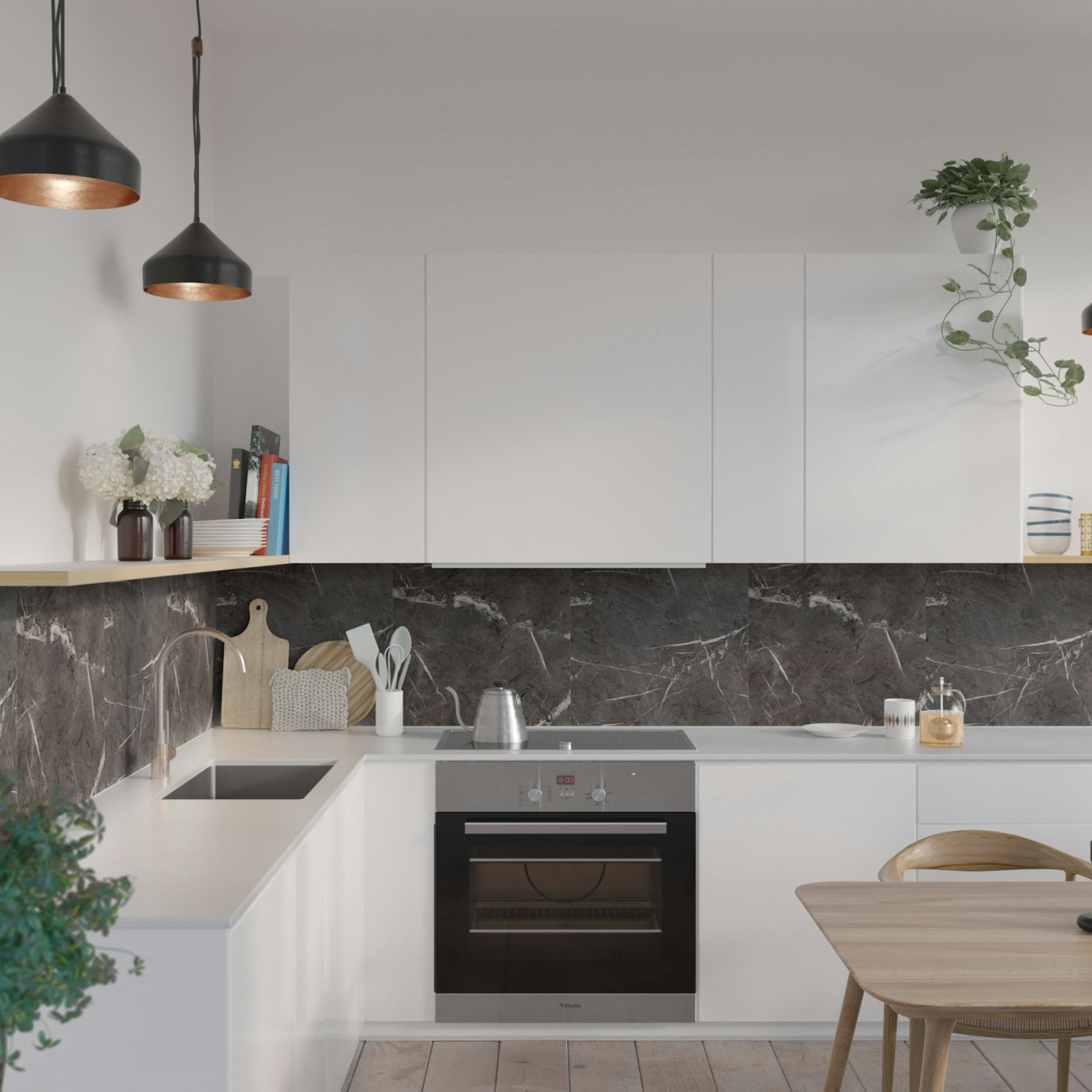 Stänkskyddsskiva Fibo Black Marble 2272-K00 S