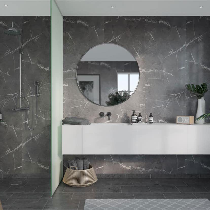 Våtrumsskiva Fibo Black Marble 2272-M00 S