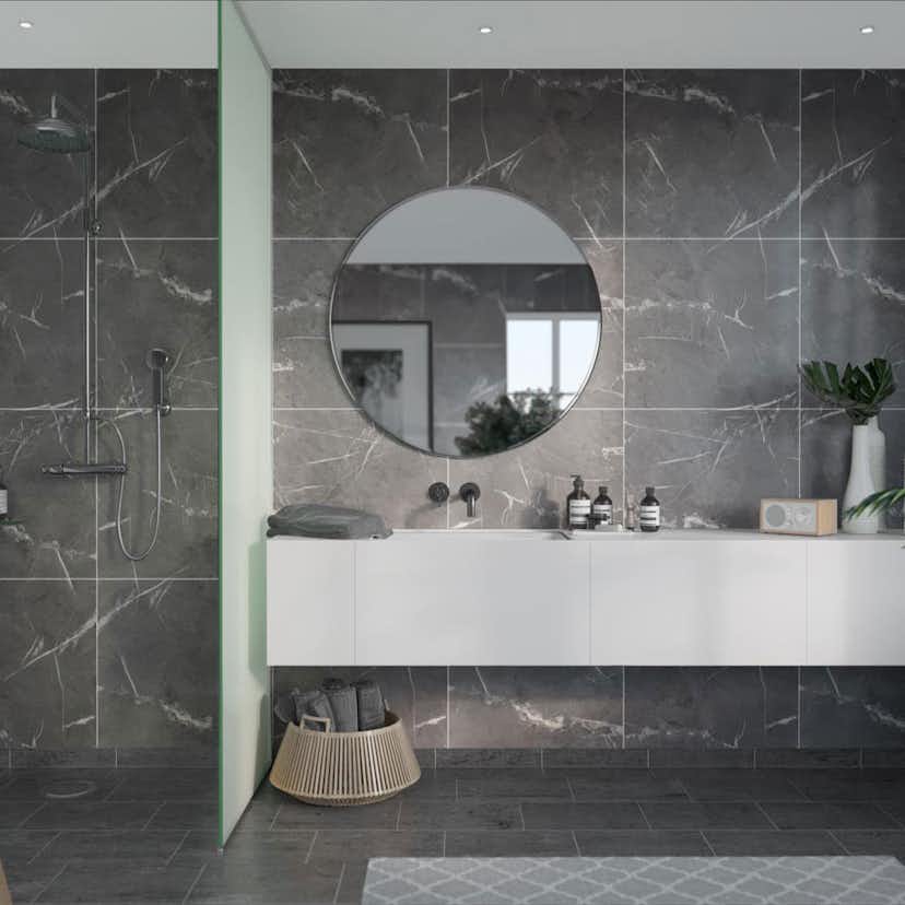 Våtrumsskiva Fibo Black Marble 2272-M6060S