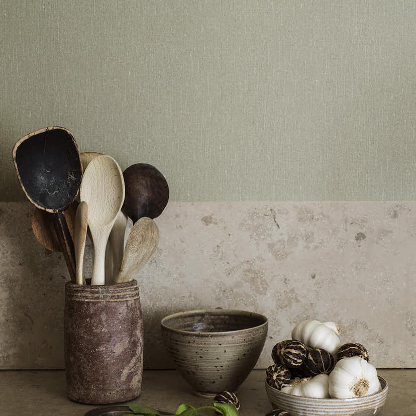 Tapet Boråstapeter Linen Soft Olive 4335 EasyUp, Enfärgad Grön