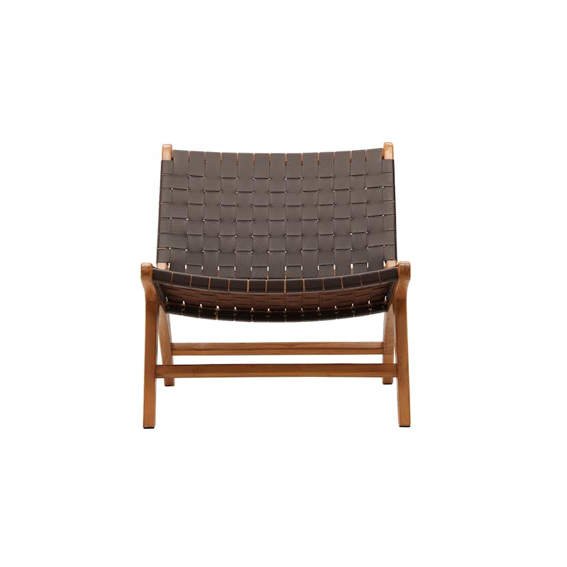 Loungestol Vind Rike Fåtölj i Brun Konstläder & Teak