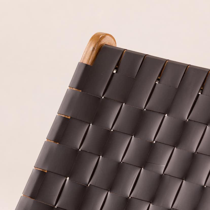 Loungestol Vind Rike Fåtölj i Brun Konstläder & Teak