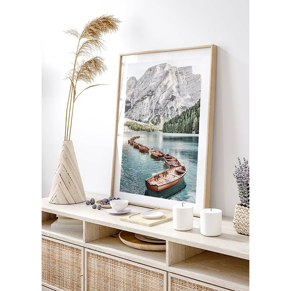 Poster Gallerix Boats At Braies Lake