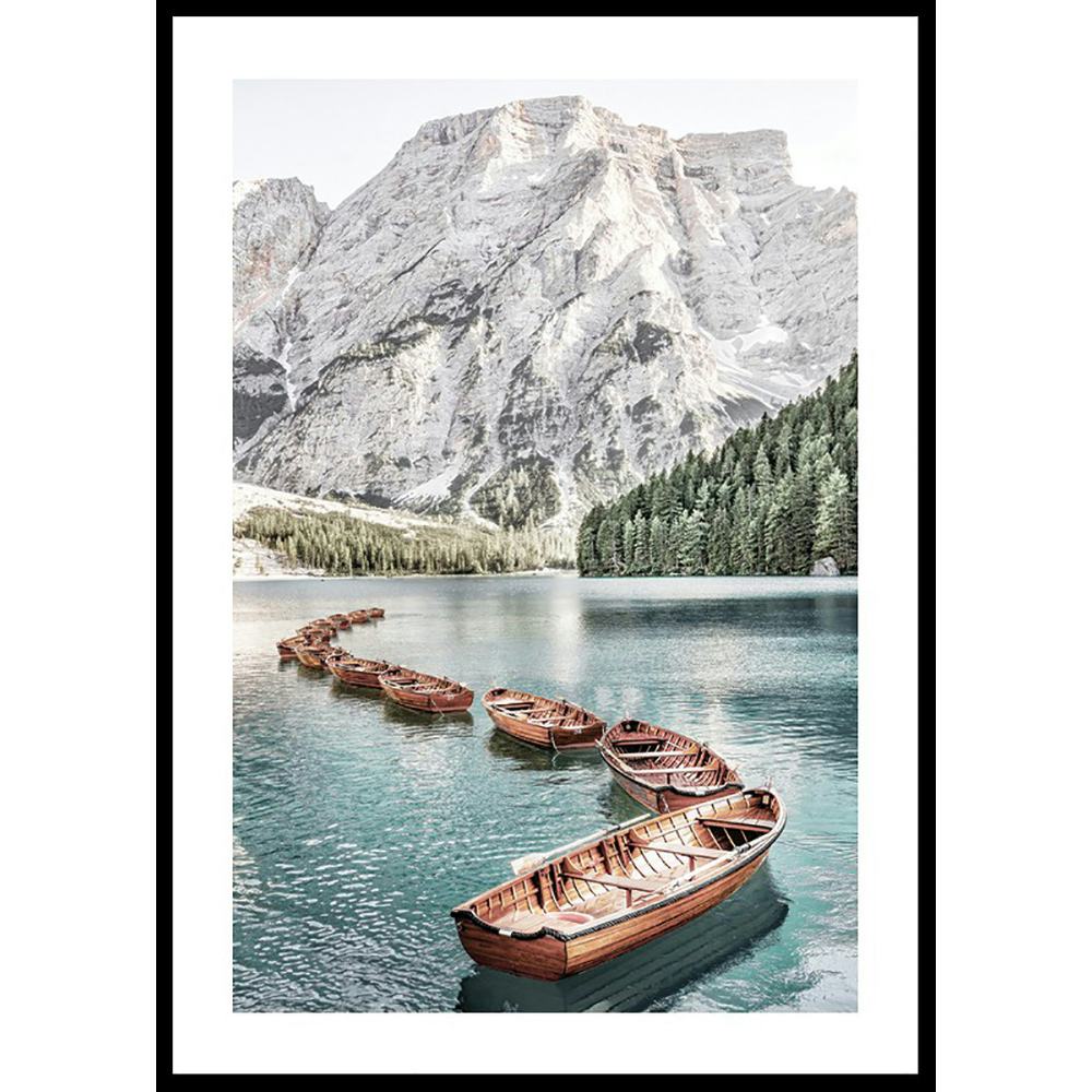 Poster Gallerix Boats At Braies Lake