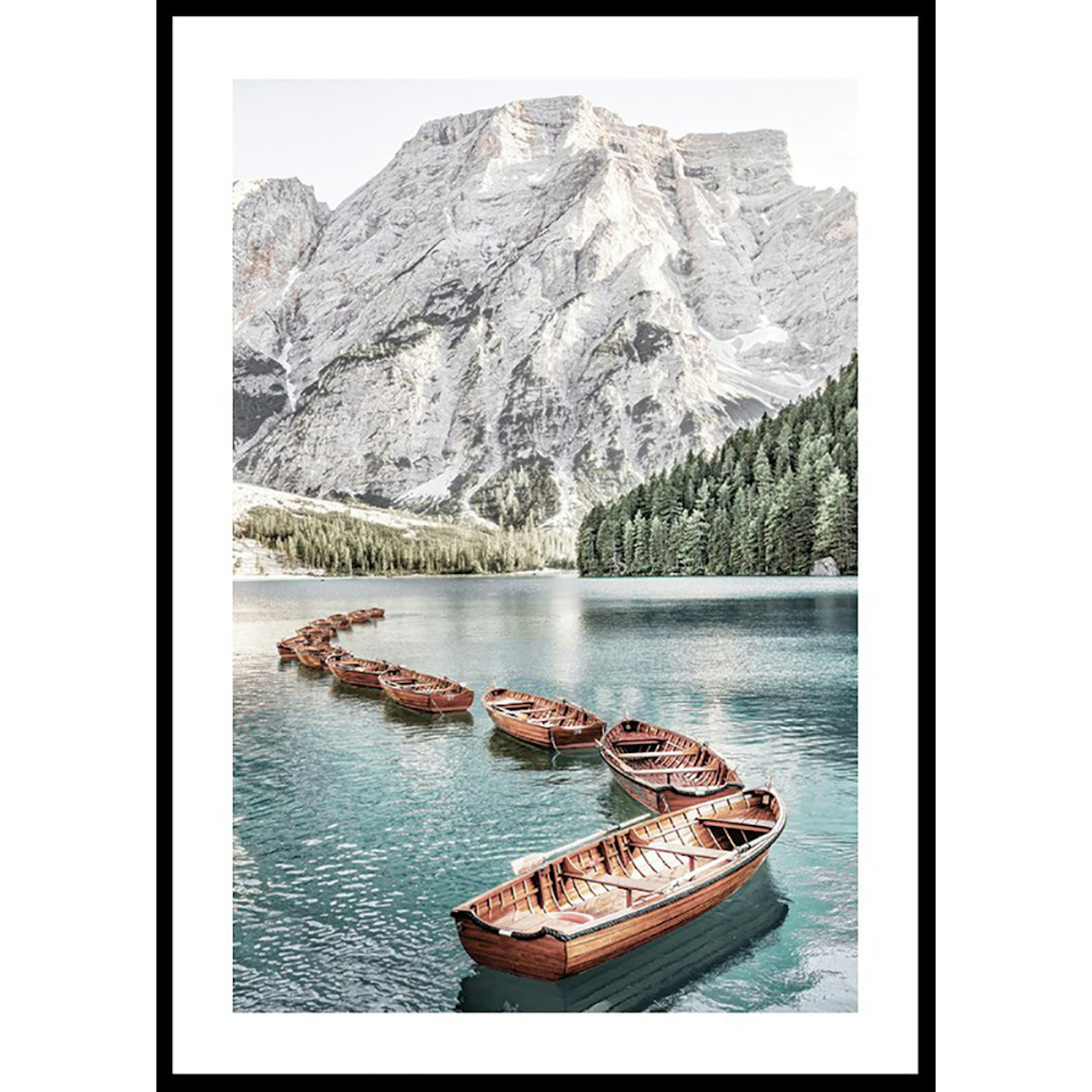 Poster Gallerix Boats At Braies Lake