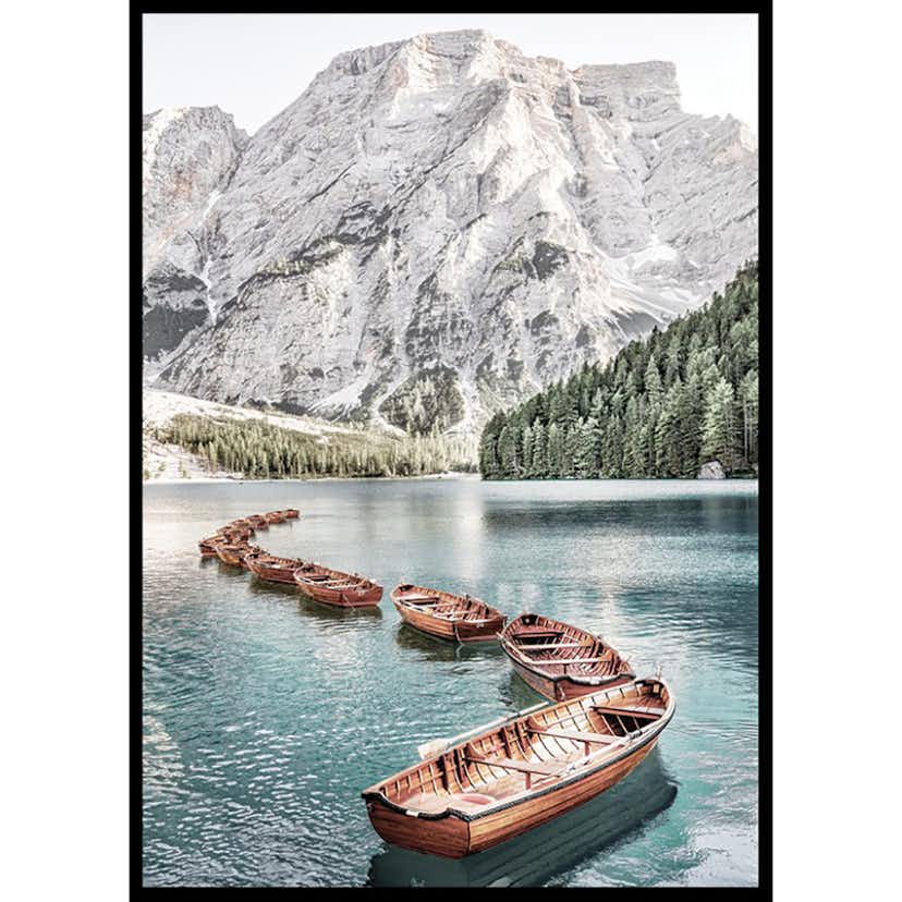 Poster Gallerix Boats At Braies Lake