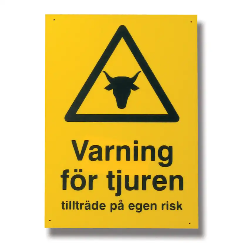 Skylt Willab Varning för Tjur
