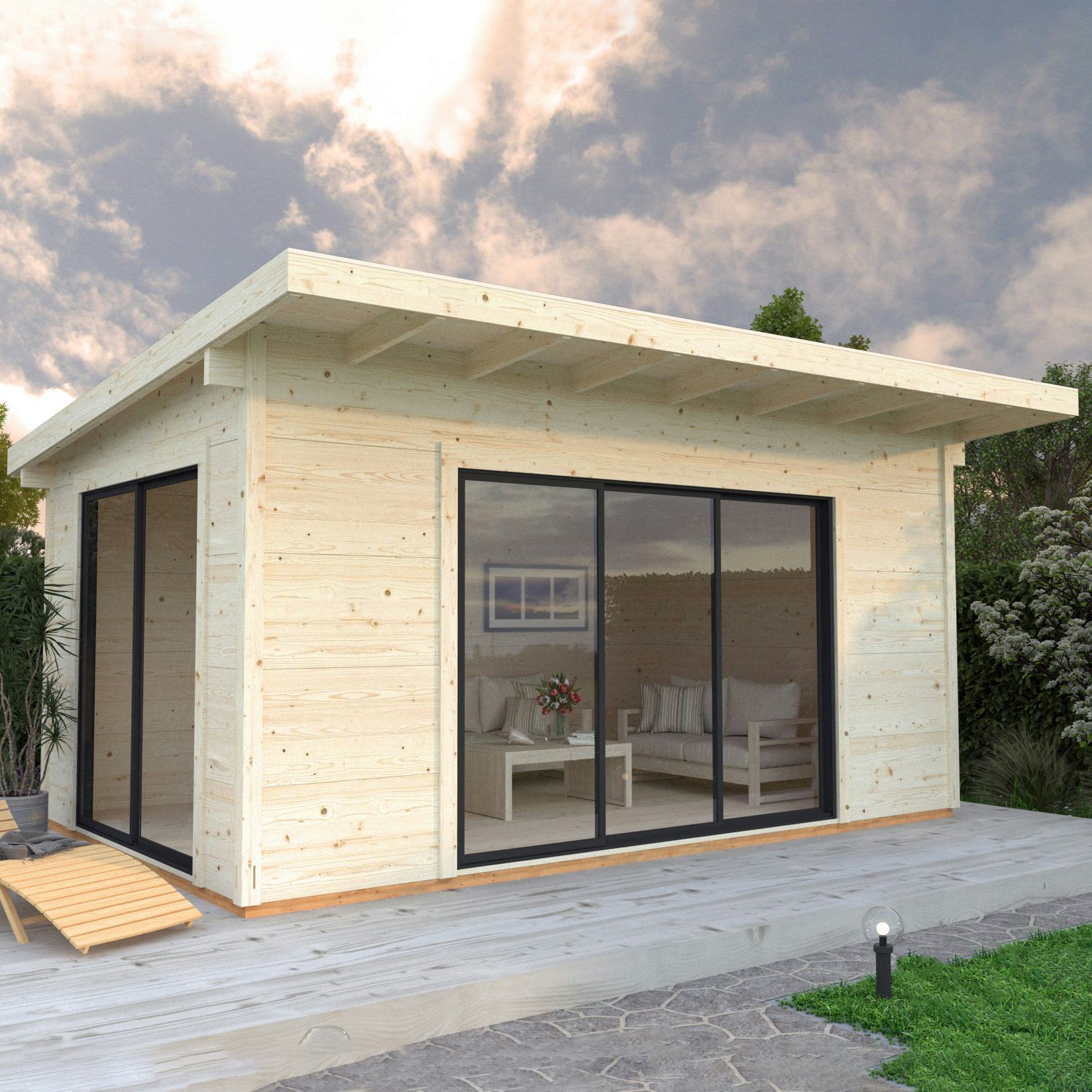 Trädgårdshus Palmako Grace 15,0 m2 (inv. 14,1 m2) med skjutpartier SlidePlus