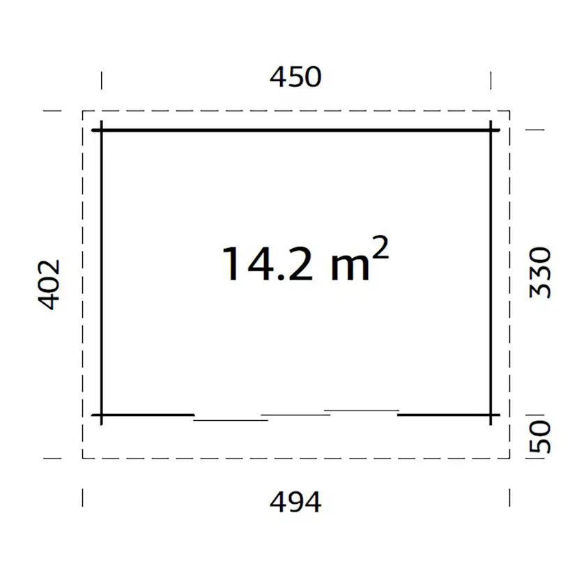 Stuga Palmako Lea 14,9 m2 (inv. 14,2 m2)