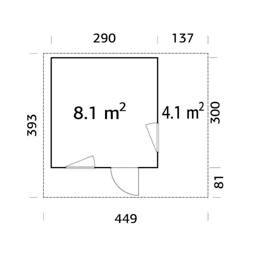 Trädgårdshus Palmako Grace 8,7+4,1 m2
