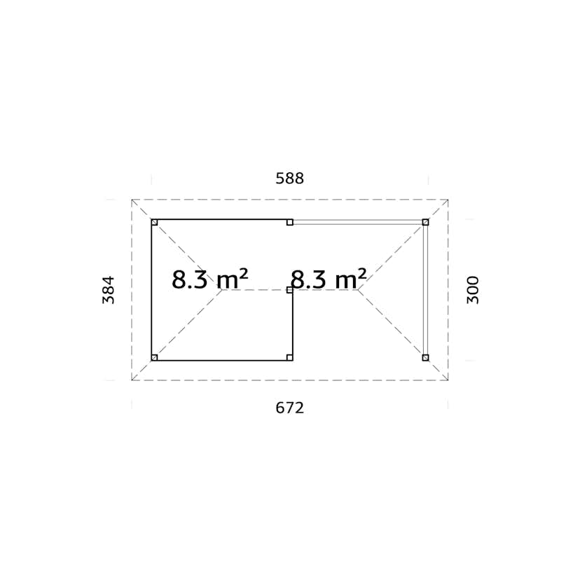 Stuga Palmako Bianca 16,6 m2 Set 3