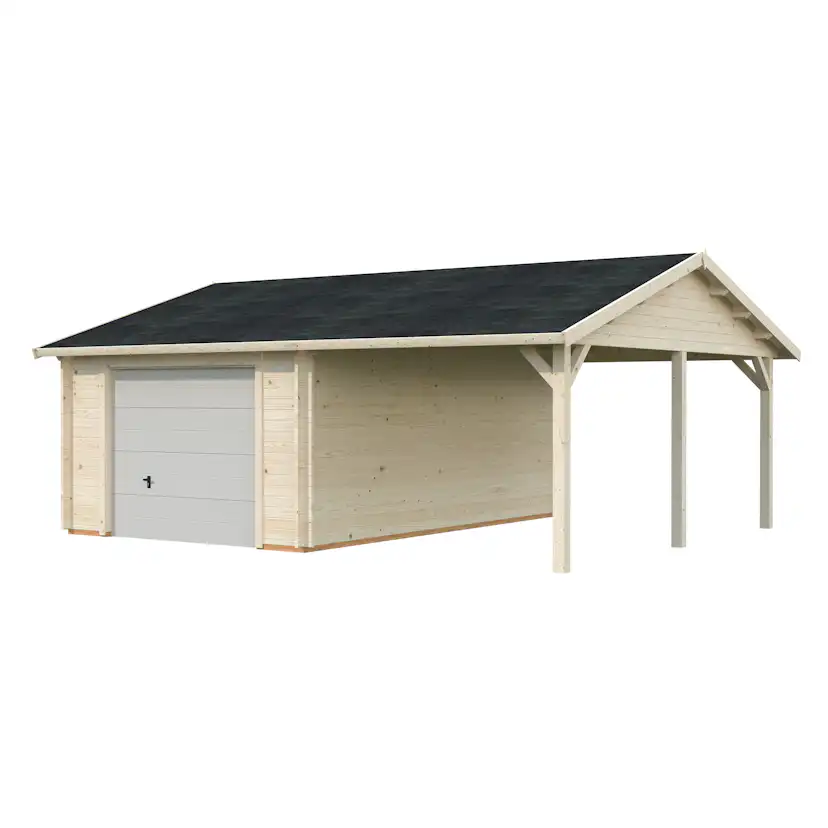 Garage Palmako Roger med Carport 36,5 m2 och Takskjutport