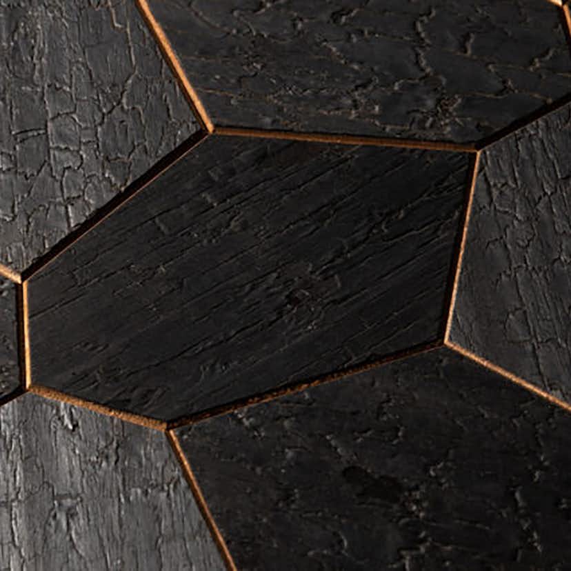 Väggpanel Emotionwood Hexagon Abachi Yakisugi