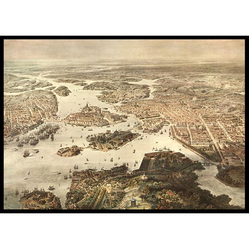 Poster Gallerix Fogelvue Over Stockholm 1860