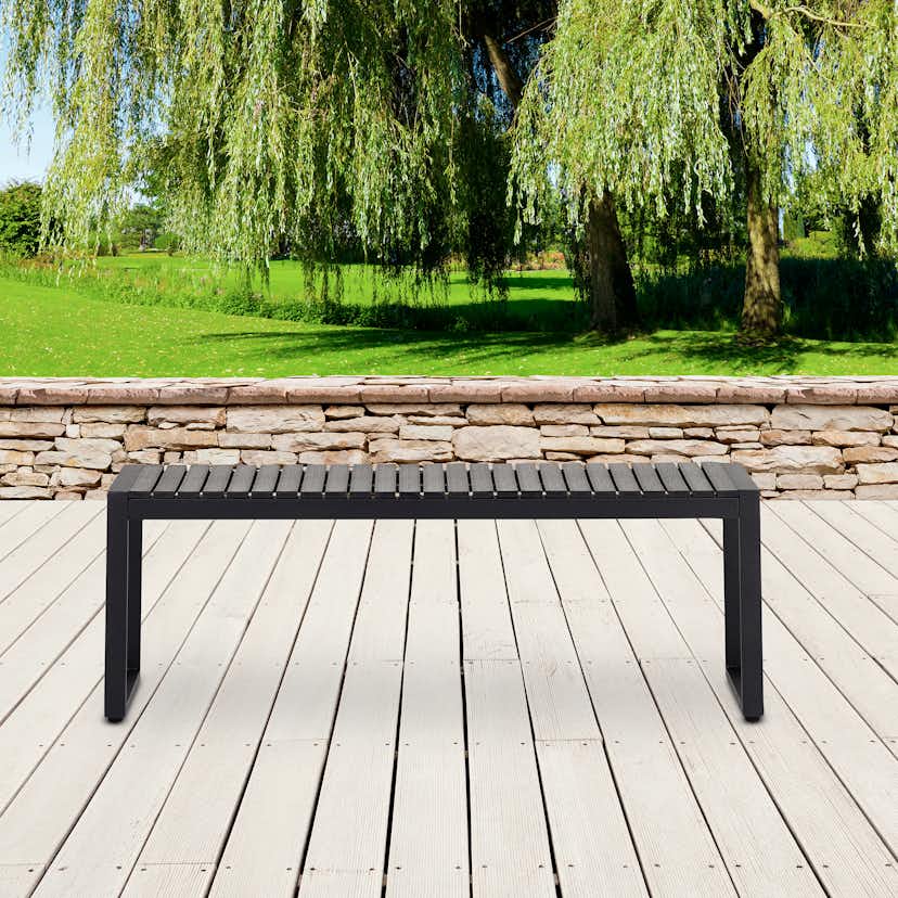 Trädgårdsbänk Outfit Kendra Bänk 120x40 cm, Svart Metall & Polywood