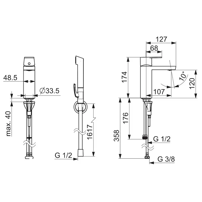 Tvättställsblandare Oras Stela 4806F XL med Bidetta Handdusch