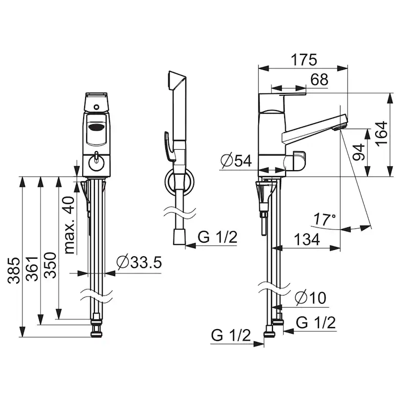 Tvättställsblandare Oras Stela 4807F med Bidetta Handdusch och Avstängning