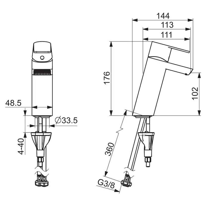 Tvättställsblandare Oras Stela 4810F med Laminärt Flöde
