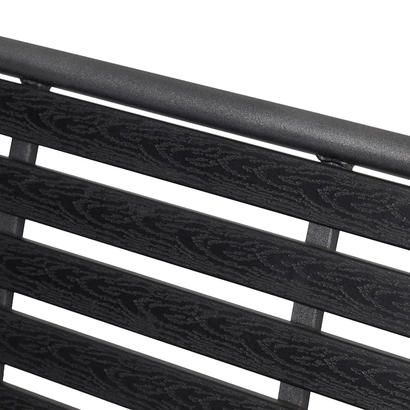 Trädgårdsbänk Outfit 124x60 cm, Bänk Utomhus i Svart Metall och Polywood