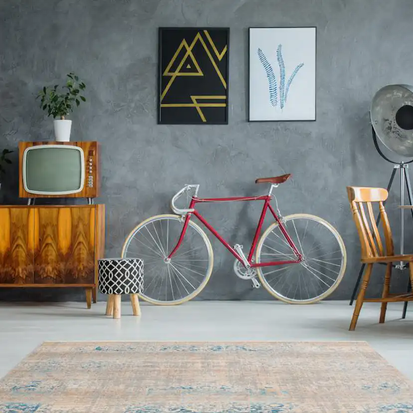 Flatvävd matta D-sign Gandeer Nez Grå/Turkos