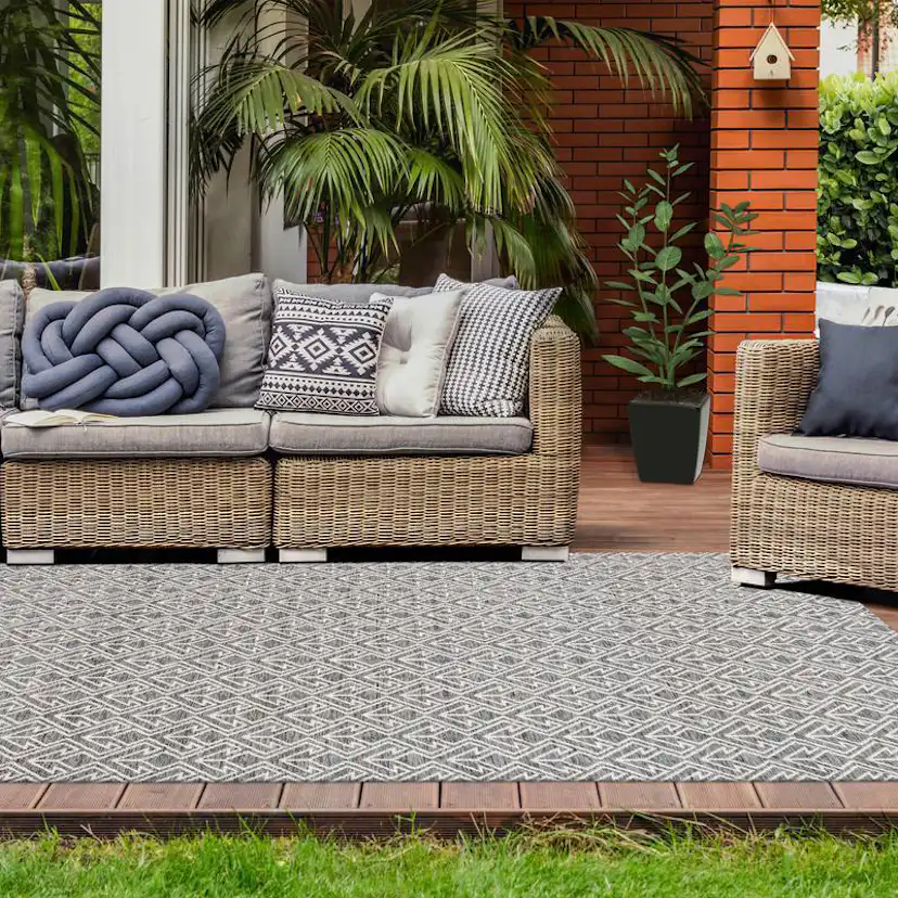 Utomhusmatta D-sign Siorgham Sed Grå/Creme