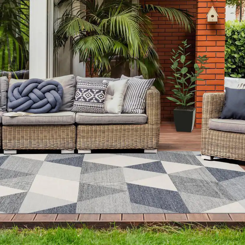 Utomhusmatta D-sign Siorgham Gle Grå/Creme