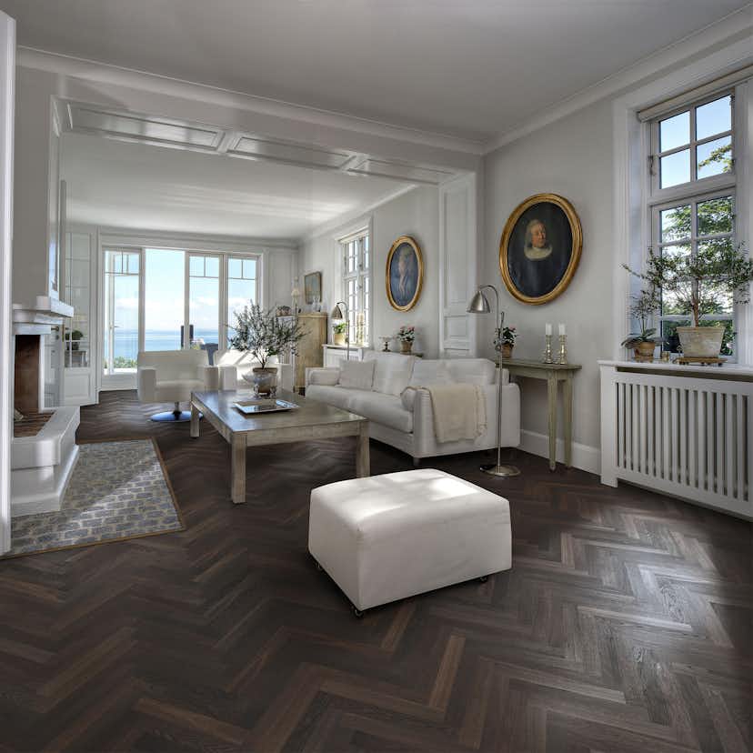 Parkettgolv Kährs Master Studio Rökt Ek Olja, Brun Fiskbensparkett