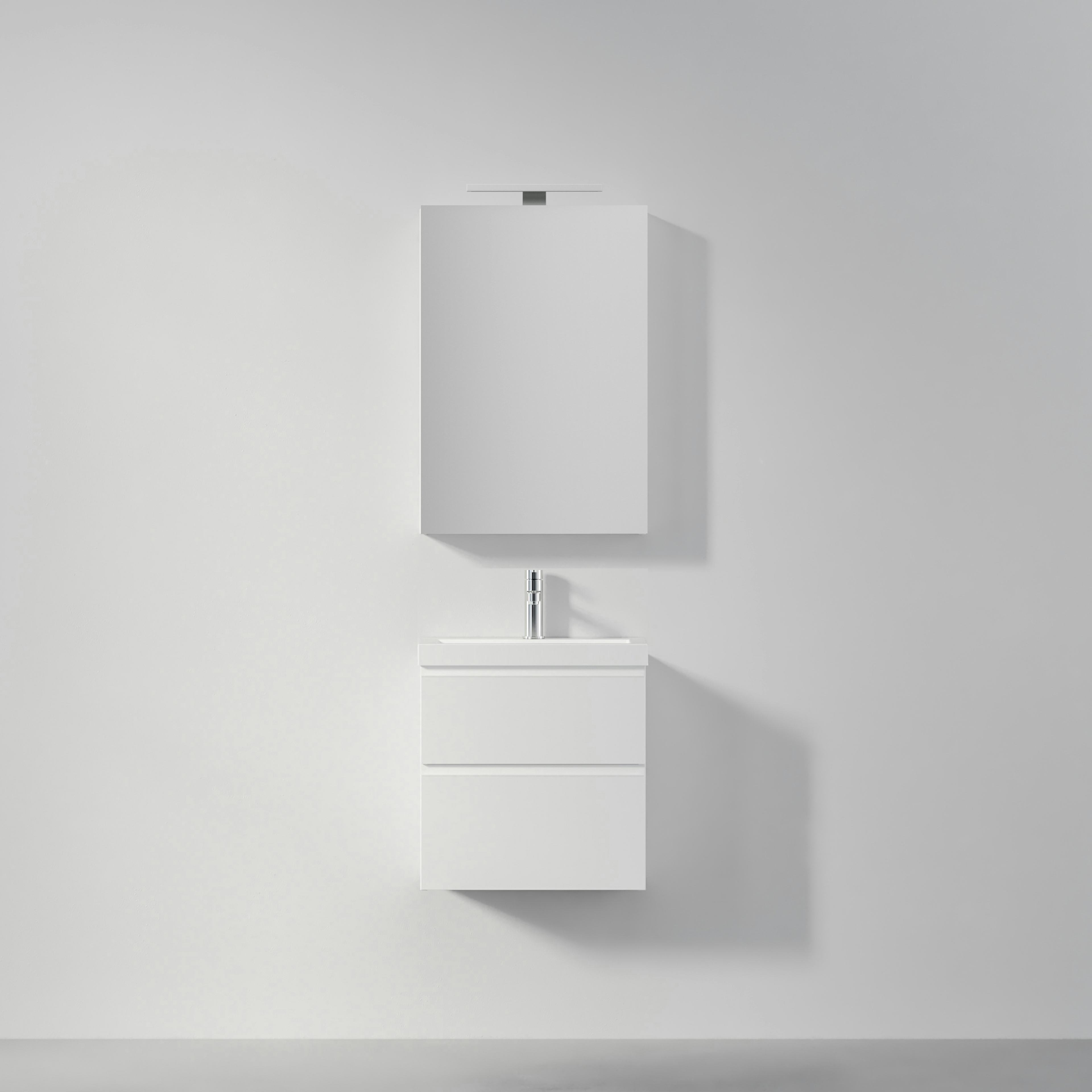 Möbelpaket INR Viskan Grip med Spegel Feel, Grepplist och Tvättställ med 2 lådor