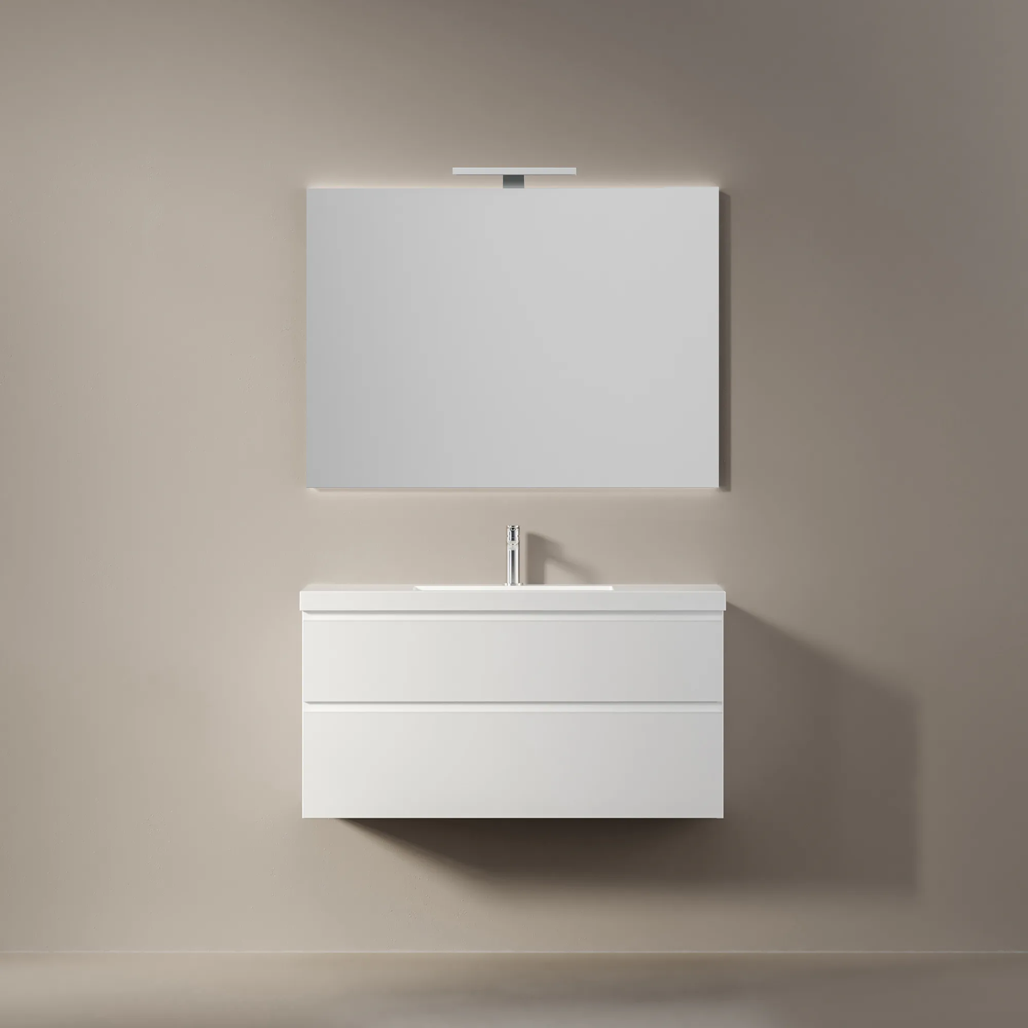 Möbelpaket INR Viskan Grip med Spegel Feel, Grepplist och Tvättställ med 2 lådor