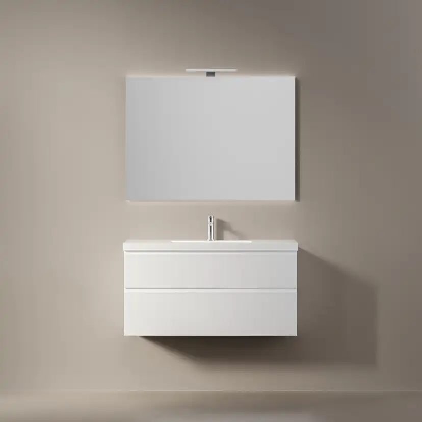 Möbelpaket INR Viskan Grip med Spegel Feel, Grepplist och Tvättställ med 2 lådor