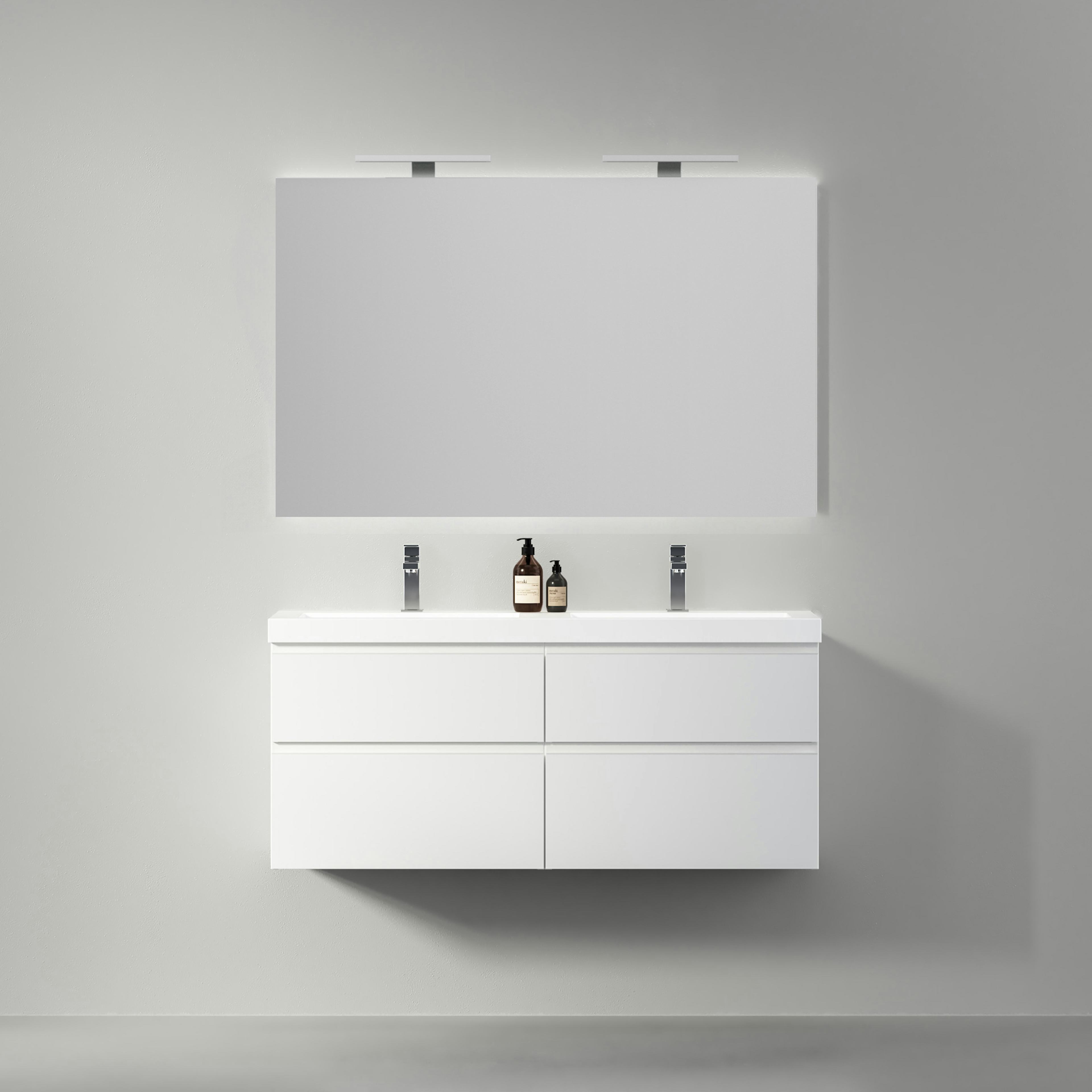 Möbelpaket INR Viskan Grip med Spegel Feel, Grepplist och Tvättställ med 4 Lådor