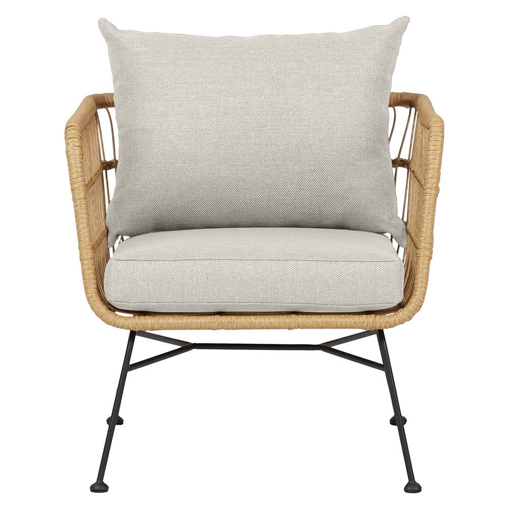 Trädgårdsfåtölj ENVY DESIGN Nina, Metall/Rotting/Polyester, Trästol med Dynor för Utebruk