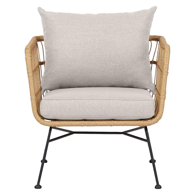 Trädgårdsfåtölj ENVY DESIGN Nina, Metall/Rotting/Polyester, Trästol med Dynor för Utebruk