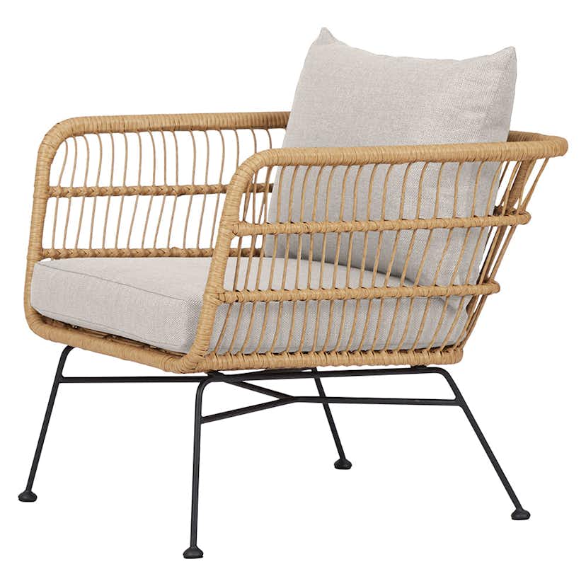 Trädgårdsfåtölj ENVY DESIGN Nina, Metall/Rotting/Polyester, Trästol med Dynor för Utebruk