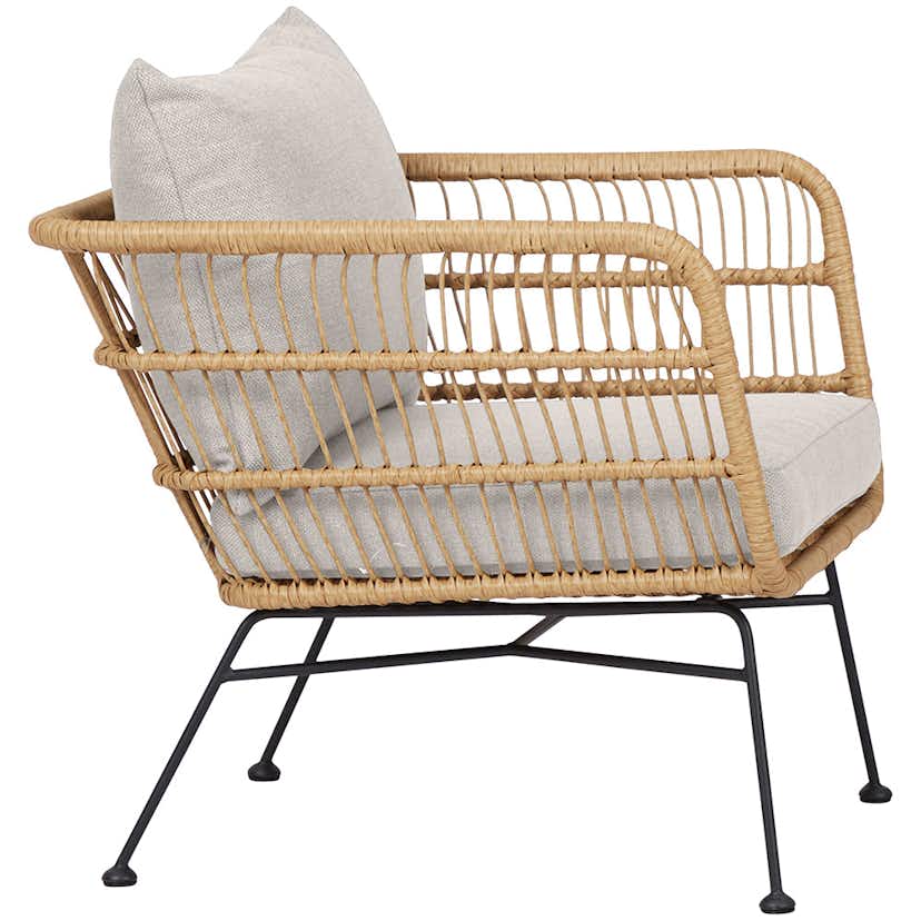 Trädgårdsfåtölj ENVY DESIGN Nina, Metall/Rotting/Polyester, Trästol med Dynor för Utebruk