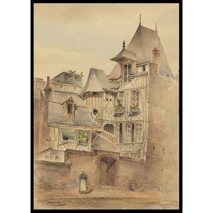 Poster Gallerix Street Scene With Medieval Houses By Arnold W. Brunner