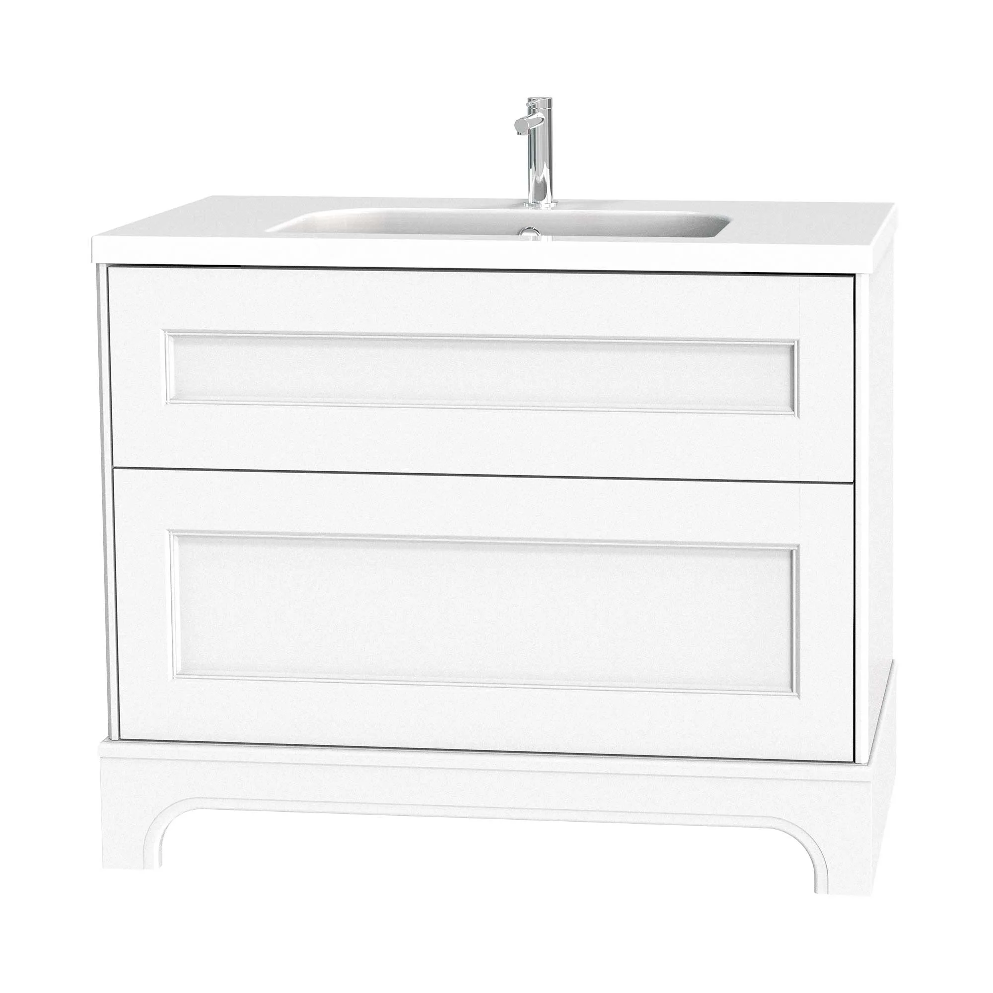 Tvättställsskåp Miller Badrum Kensington 100 med Lådor och Sockel för Heltäckande Tvättställ