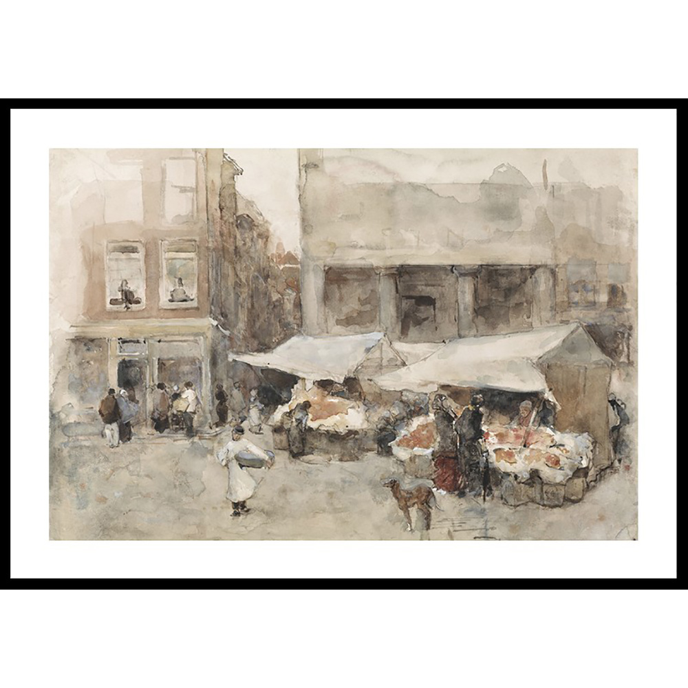 Poster Gallerix Markt Met Bloemenstalletjes By Floris Arntzenius